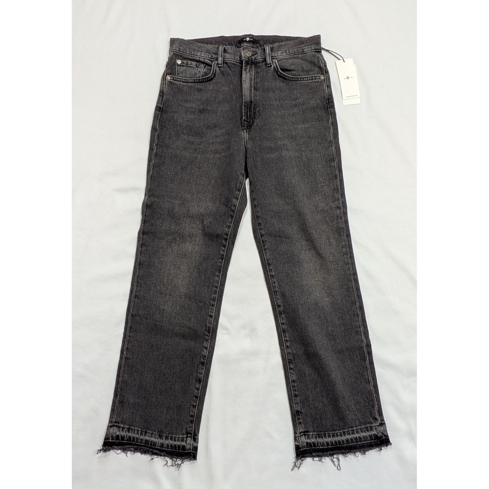7 For All Mankind Jeans Logan Stovepipe Unrolled Hem Licorice Black 28 - NWT